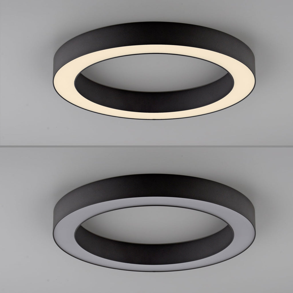 LED taklampe Lines dimbar CCT Ø35 cm grafitt med fjernkontroll sideprofil