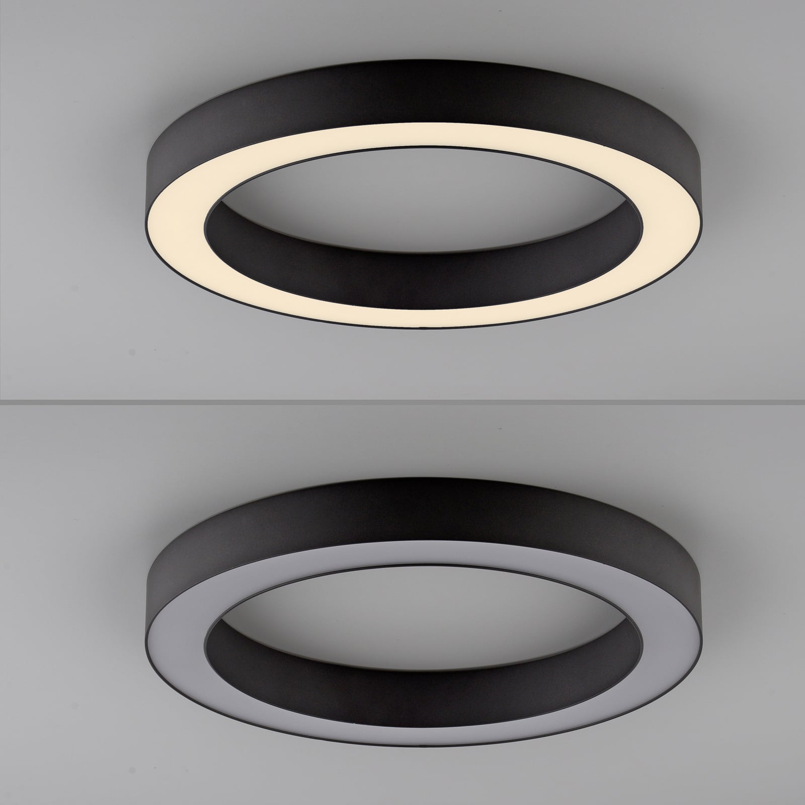 LED taklampe Lines dimbar CCT Ø35 cm grafitt med fjernkontroll sideprofil