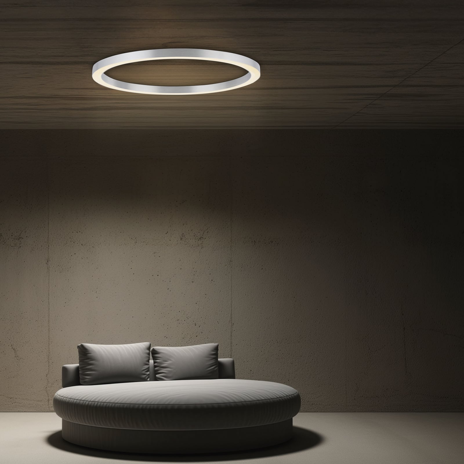 LED taklampe Lines Round dimbar CCT Ø70 cm sølv bakside