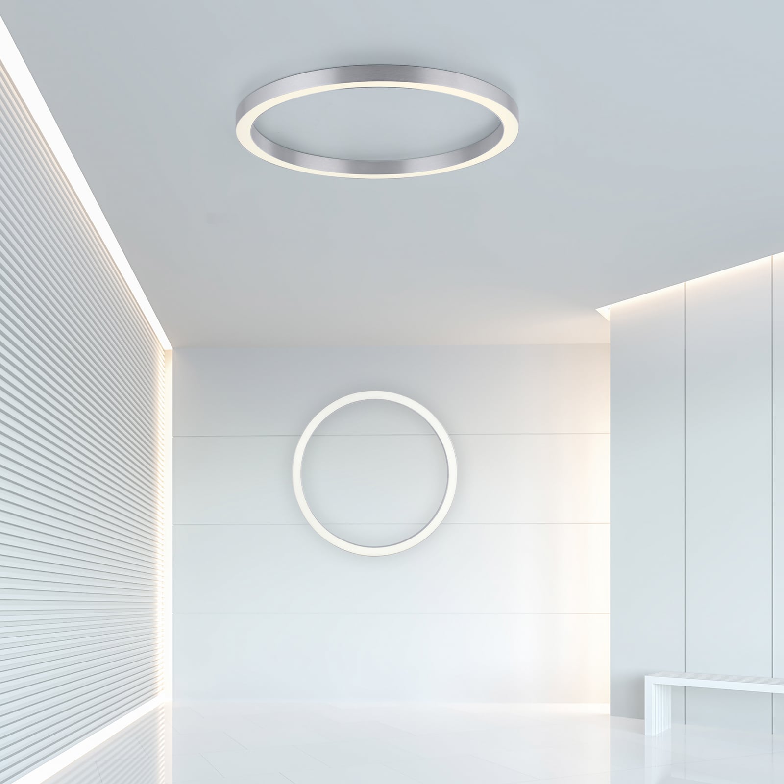LED taklampe Lines Round dimbar CCT Ø70 cm sølv detalj