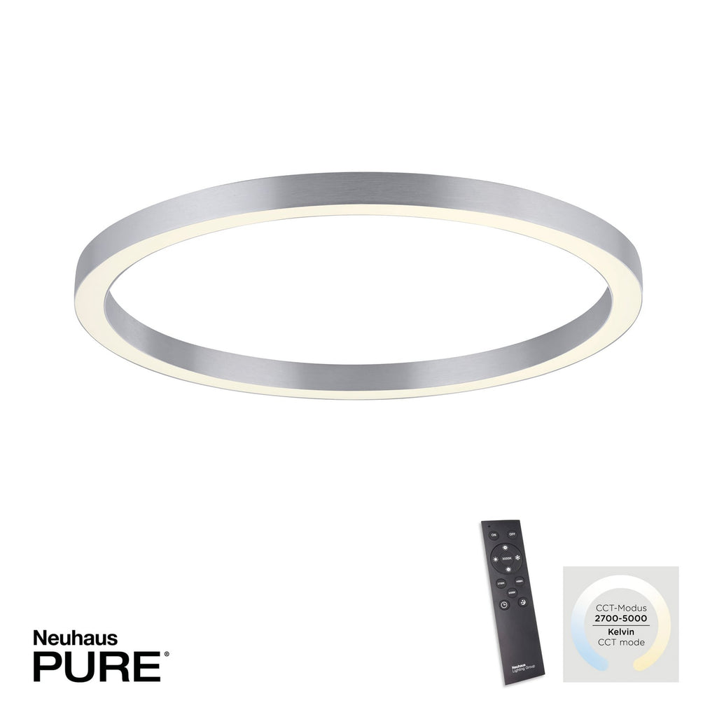 LED taklampe Lines Round dimbar CCT Ø70 cm sølv sideprofil