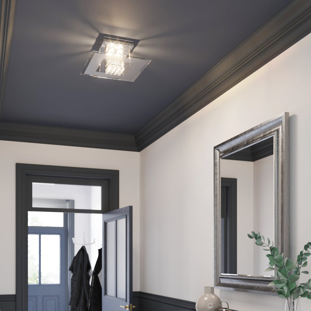 LED taklampe Lisandra krystallglass krom 42 cm IP44 bakside