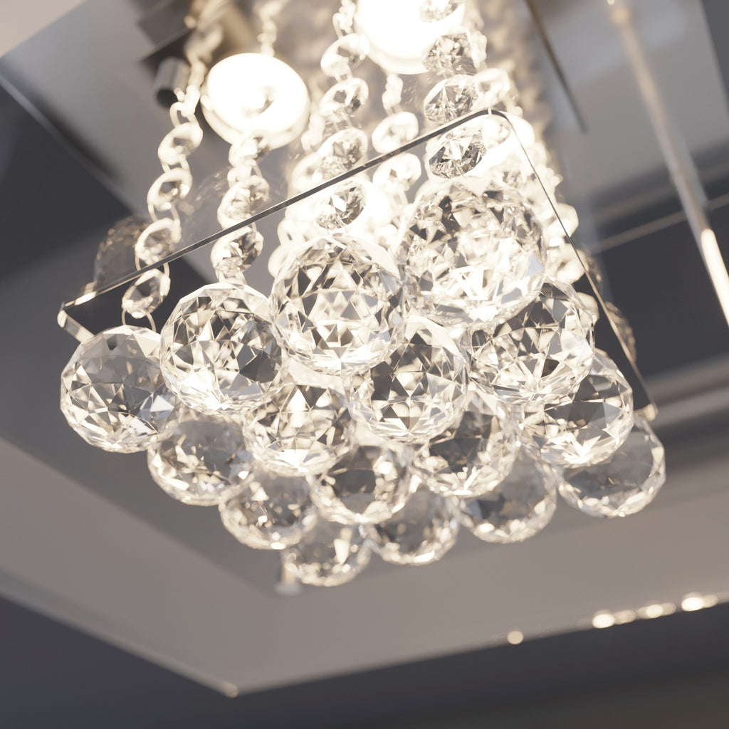 LED taklampe Lisandra krystallglass krom 42 cm IP44 montert i rom