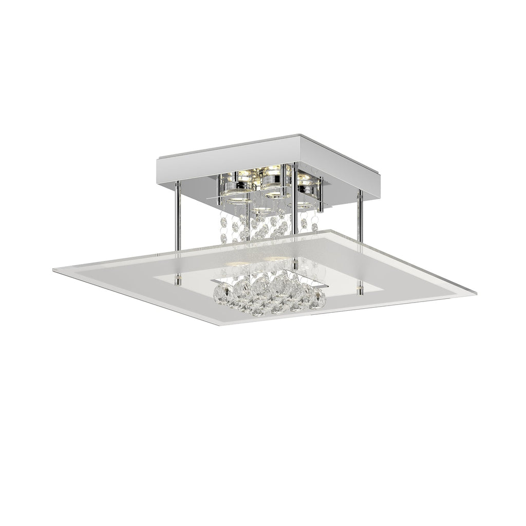 LED taklampe Lisandra krystallglass krom 42 cm IP44 lysdetalj