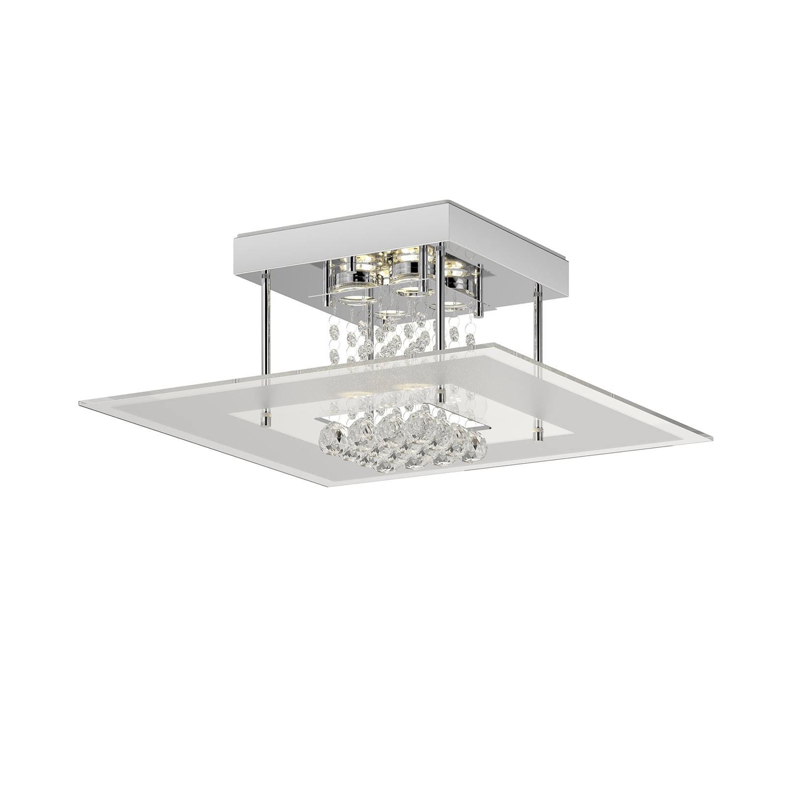 LED taklampe Lisandra krystallglass krom 42 cm IP44 lysdetalj