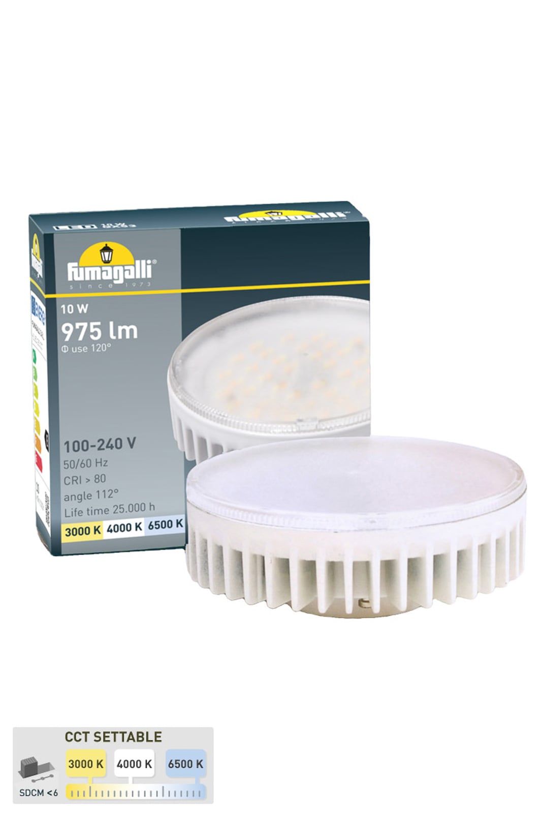 LED taklampe Livia Ø16 cm svart GX53 CCT side