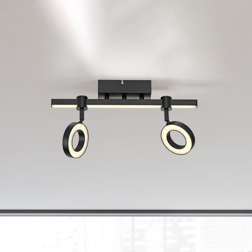 LED taklampe LOLAsmart Bileda 2-lys RGBW svart forfra