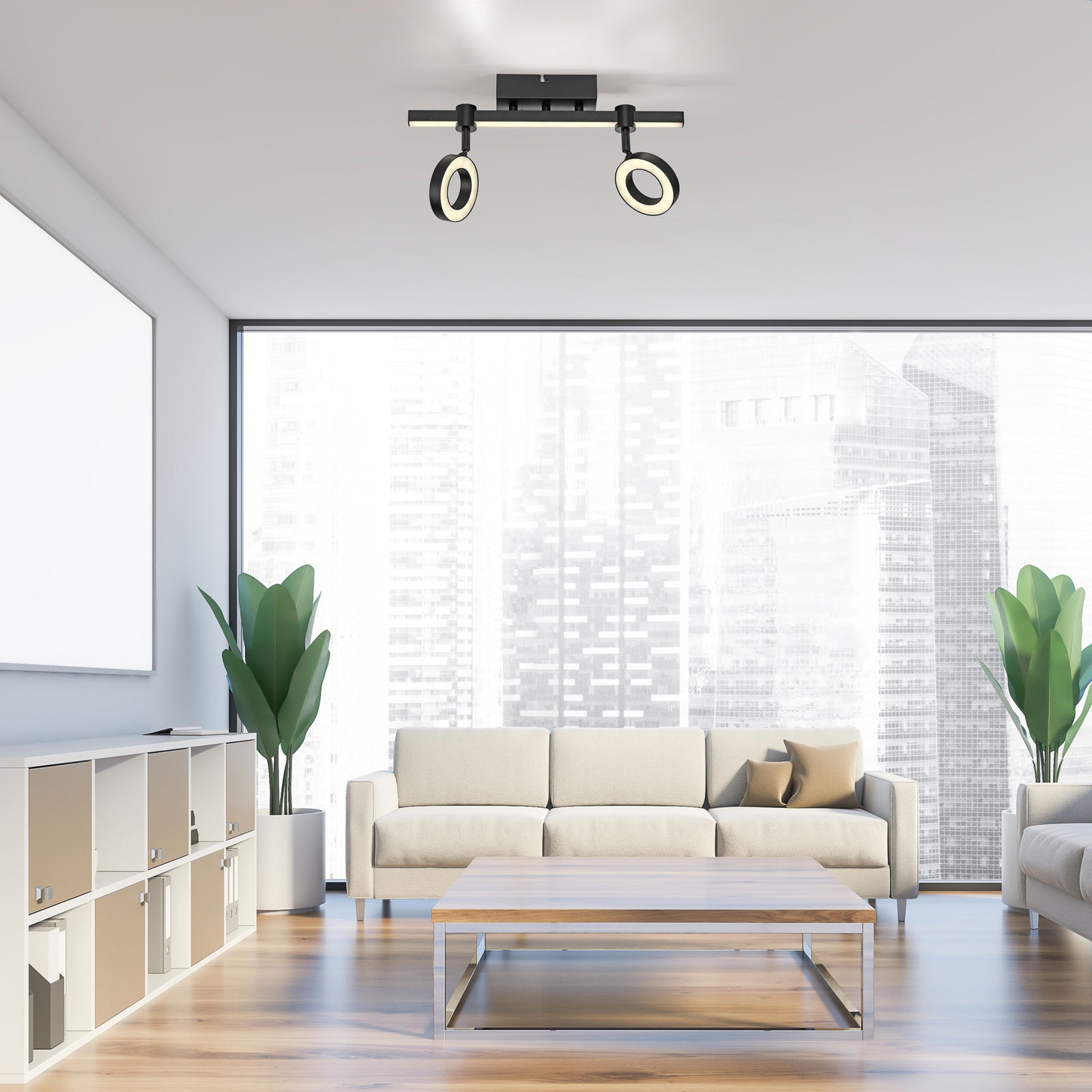 LED taklampe LOLAsmart Bileda 2-lys RGBW svart bakside