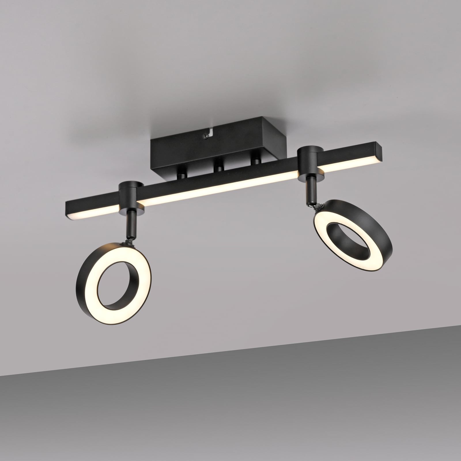 LED taklampe LOLAsmart Bileda 2-lys RGBW svart med fjernkontroll