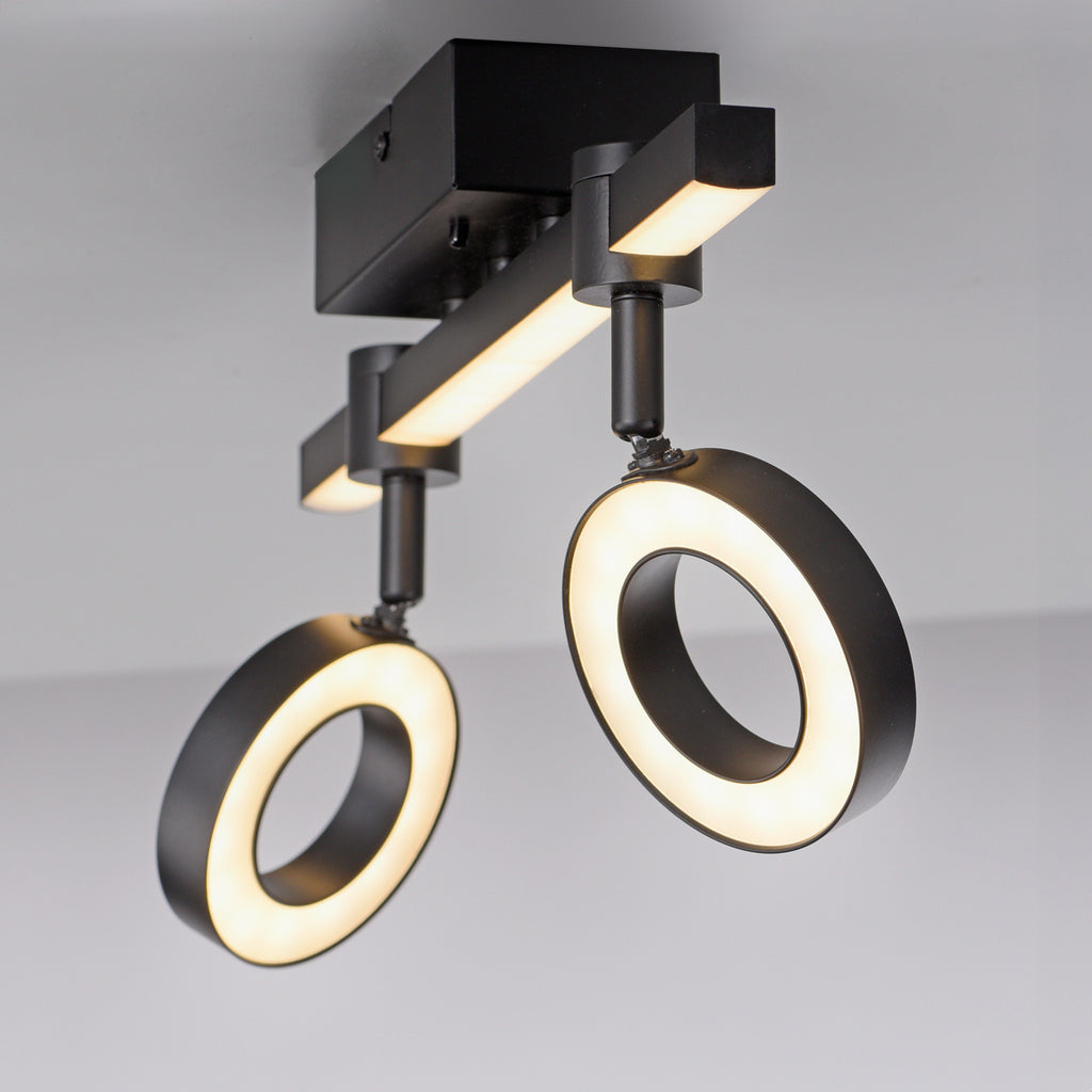 LED taklampe LOLAsmart Bileda 2-lys RGBW svart justerbare lyskilder