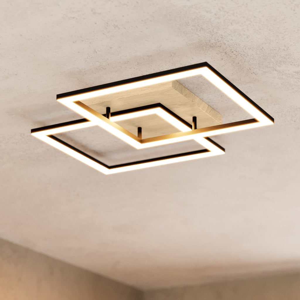 LED taklampe Lomaltas-Z dimbar svart/tre 77 cm CCT Zigbee forfra