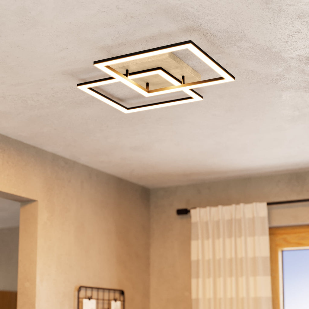 LED taklampe Lomaltas-Z dimbar svart/tre 77 cm CCT Zigbee bakside