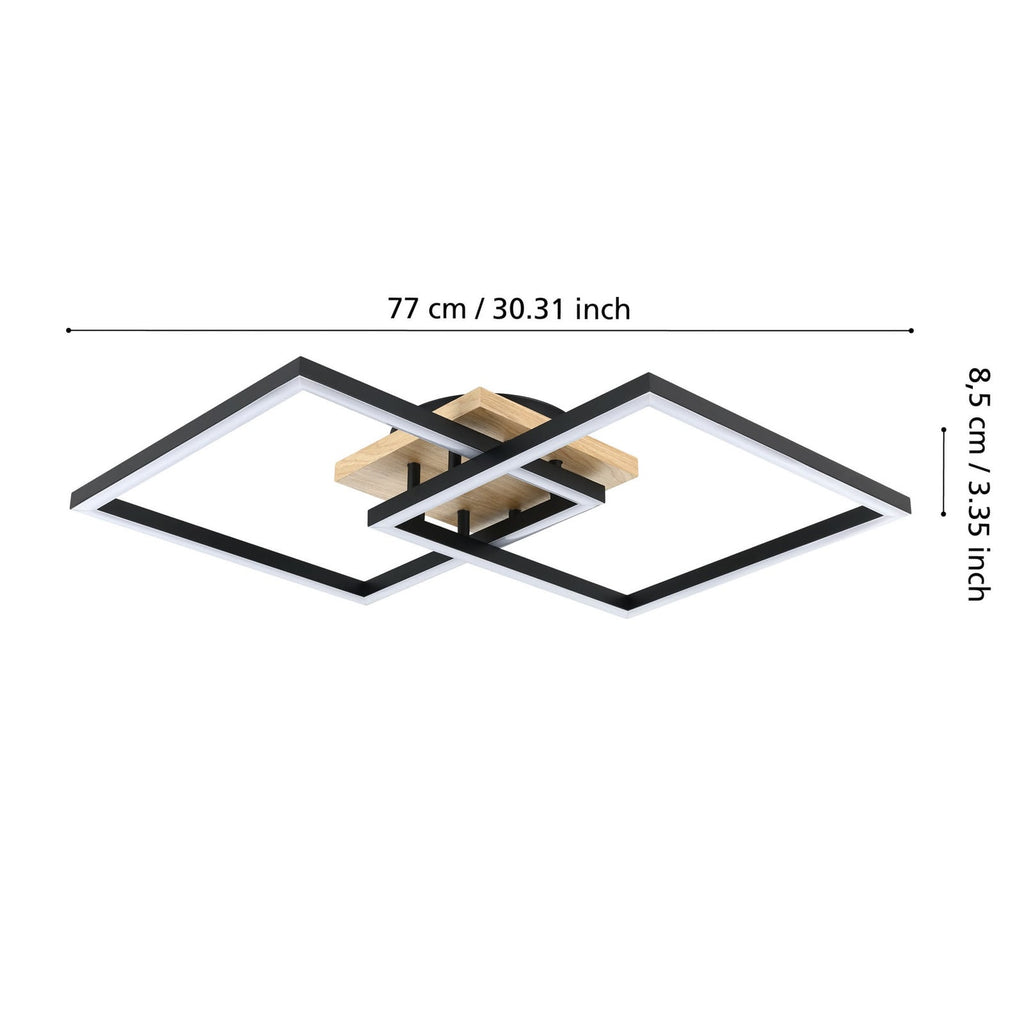 LED taklampe Lomaltas-Z dimbar svart/tre 77 cm CCT Zigbee detalj av tre og stål