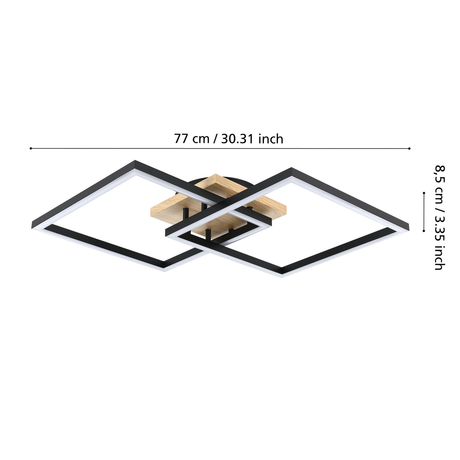 LED taklampe Lomaltas-Z dimbar svart/tre 77 cm CCT Zigbee detalj av tre og stål