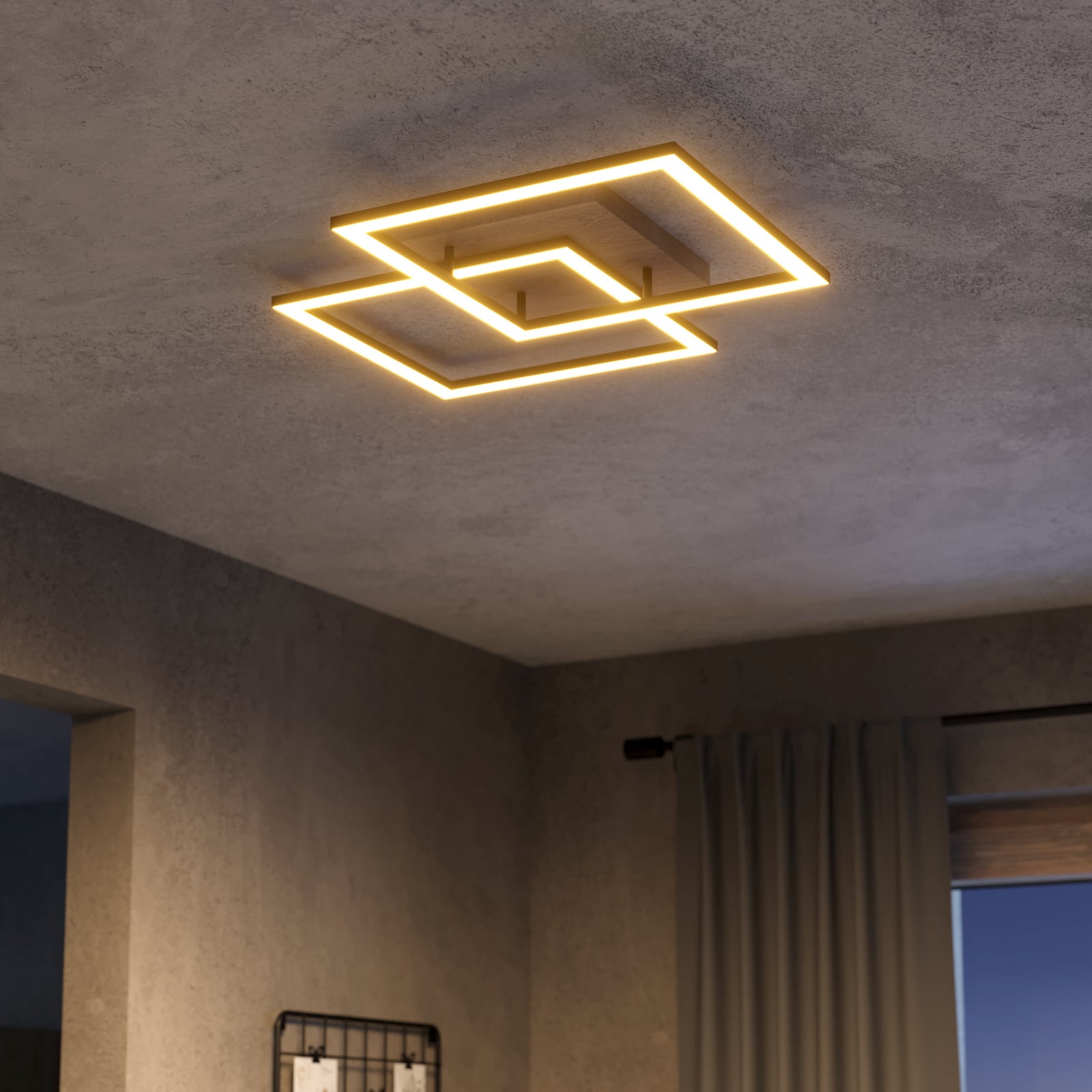LED taklampe Lomaltas-Z dimbar svart/tre 77 cm CCT Zigbee montert i rom