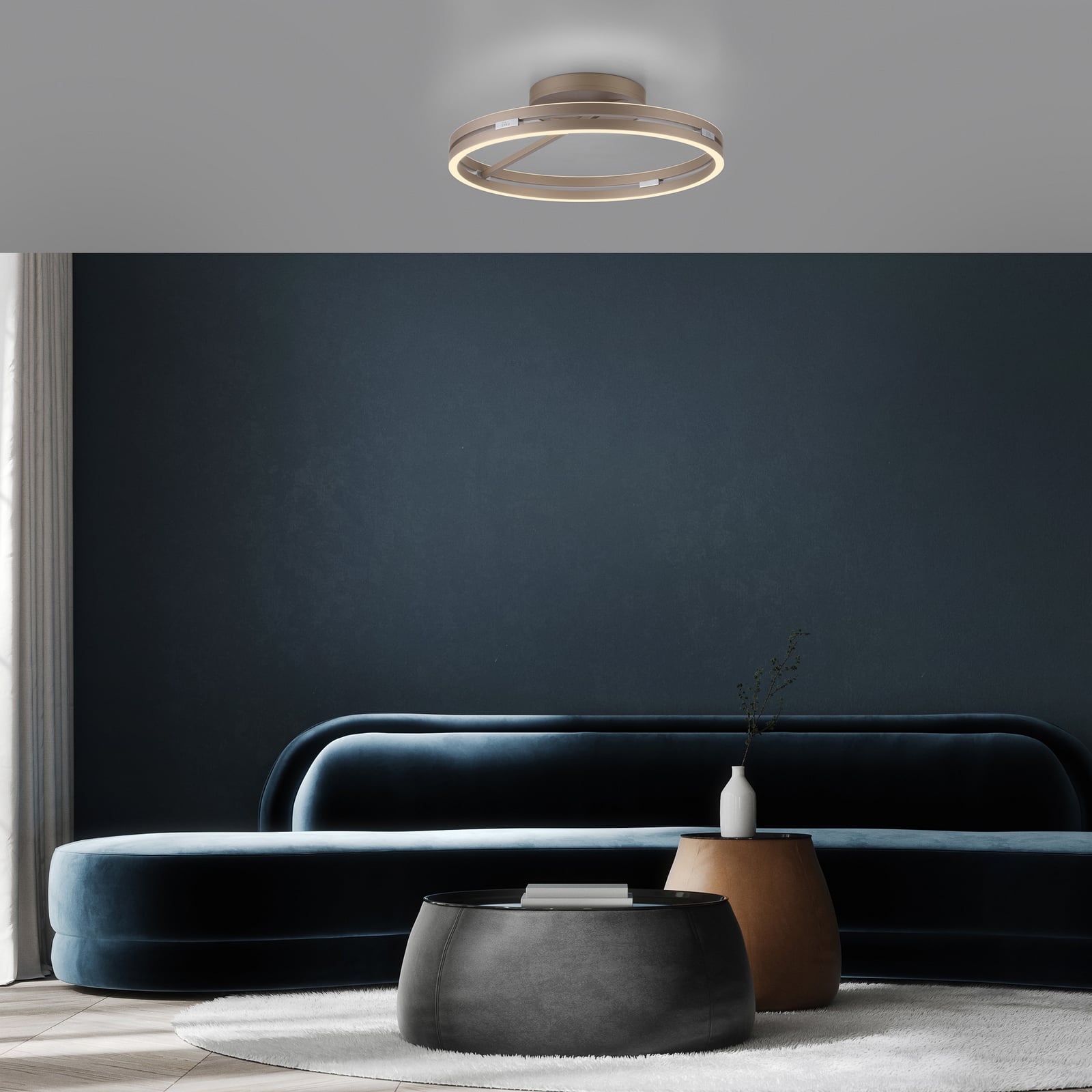 LED taklampe Loop ringformet bronse Ø60 cm CCT dimbar bakside