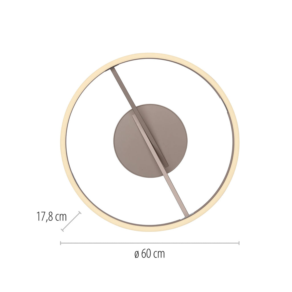 Detalj av LED taklampe Loop ringformet bronse Ø60 cm CCT dimbar