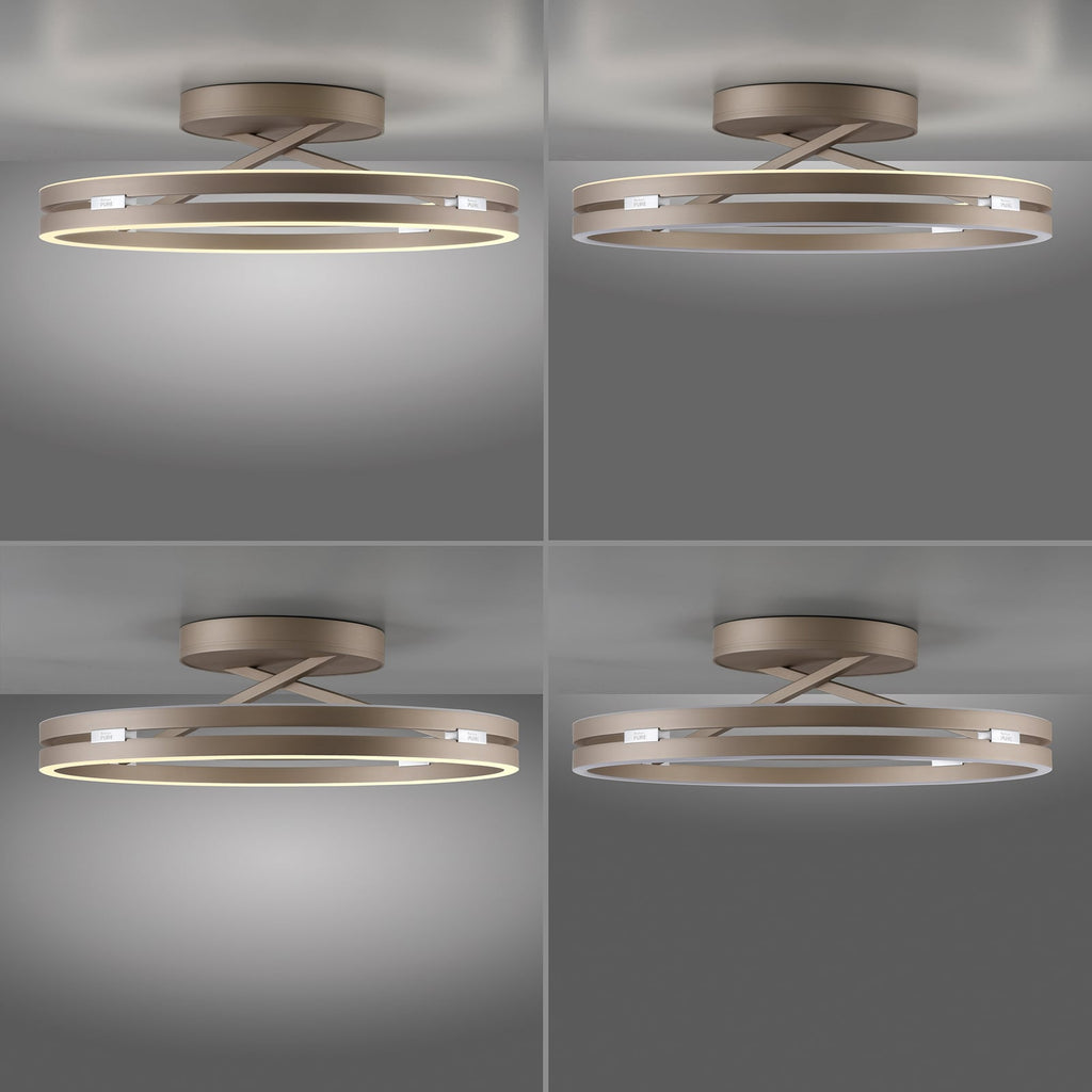 LED taklampe Loop ringformet bronse Ø60 cm CCT dimbar med lys på