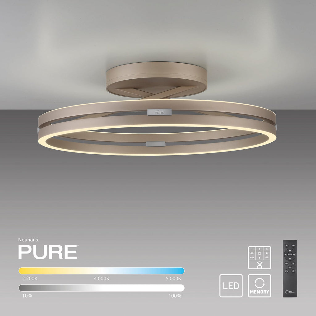 Sideprofil av LED taklampe Loop ringformet bronse Ø60 cm CCT dimbar