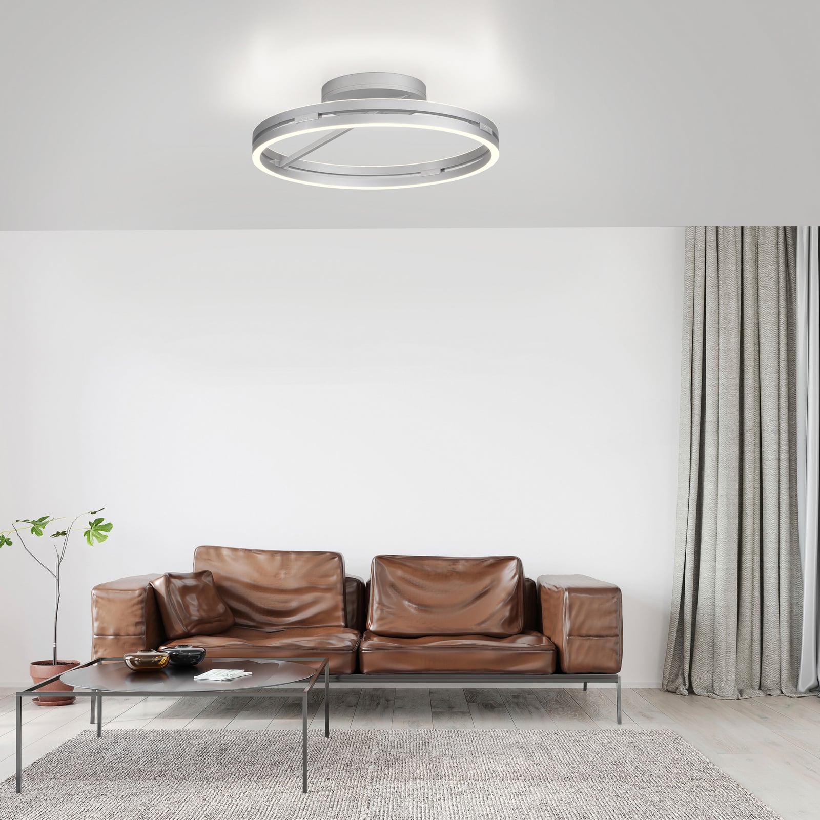 Bakside av LED taklampe Loop ring dimbar Ø60 cm aluminium CCT - PURE