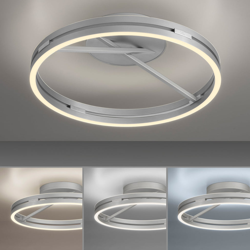 Sideprofil av LED taklampe Loop ring dimbar Ø60 cm aluminium CCT - PURE
