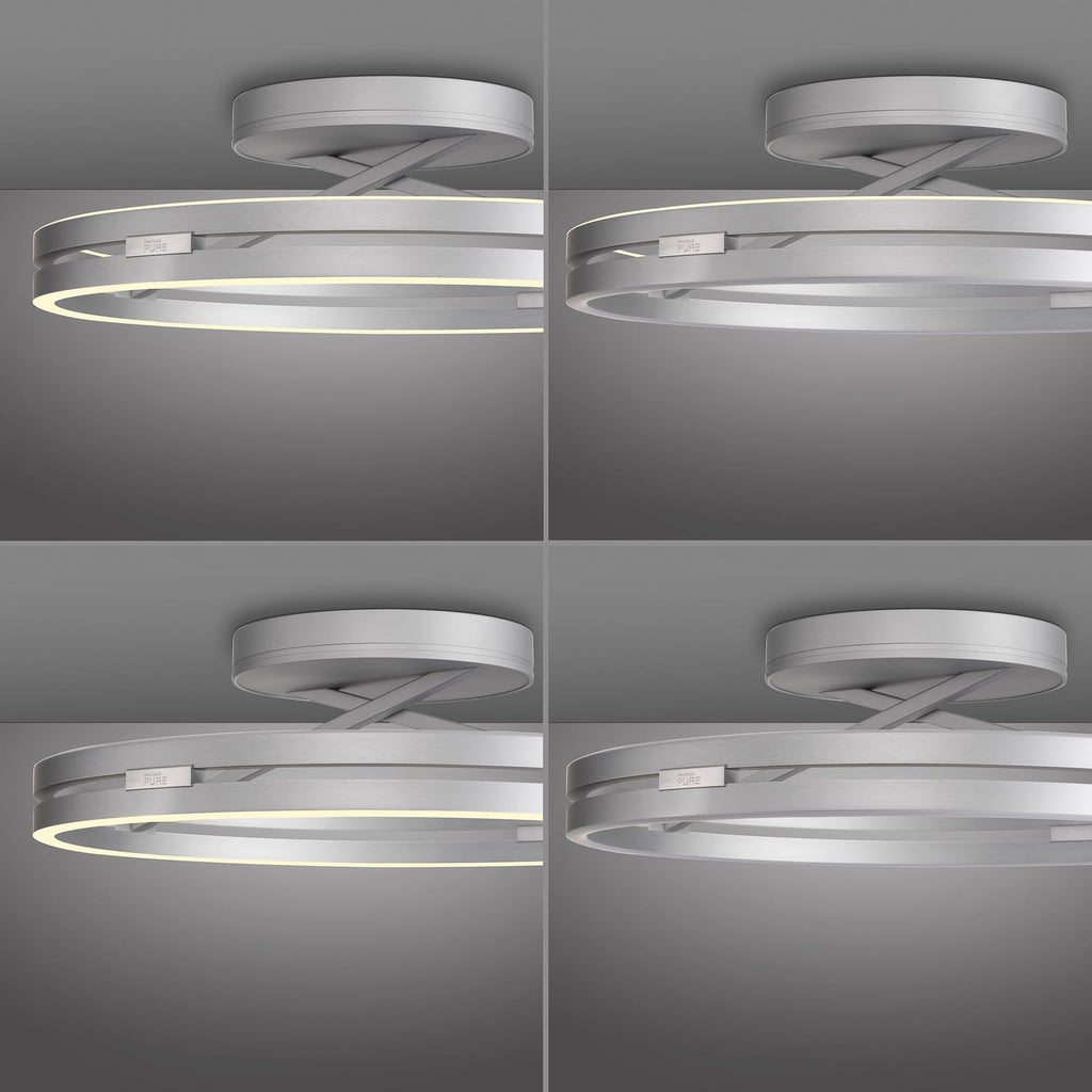 LED taklampe Loop ring dimbar Ø60 cm aluminium CCT - PURE med lys på
