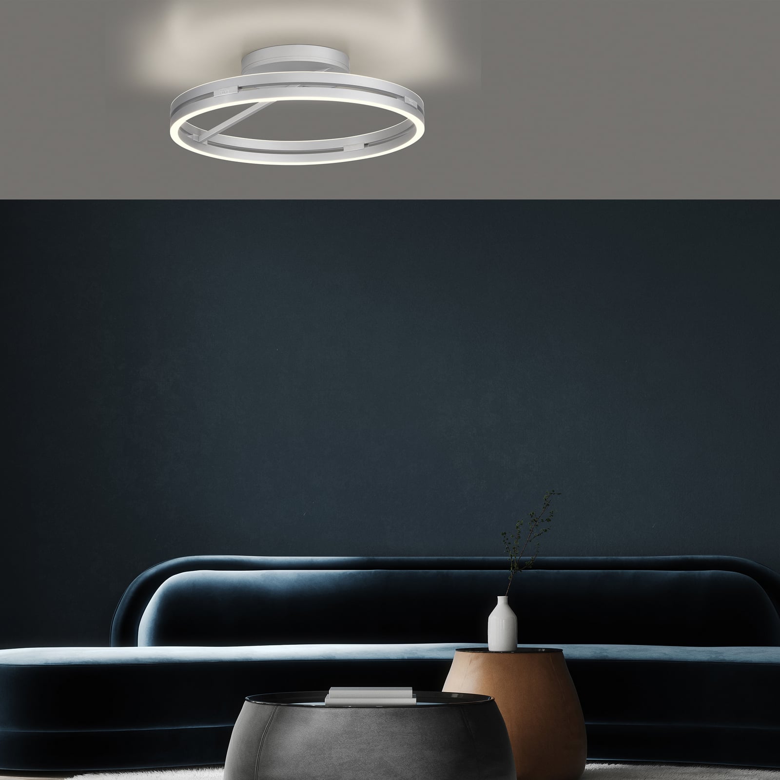 Inkludert fjernkontroll til LED taklampe Loop ring dimbar Ø60 cm aluminium CCT - PURE