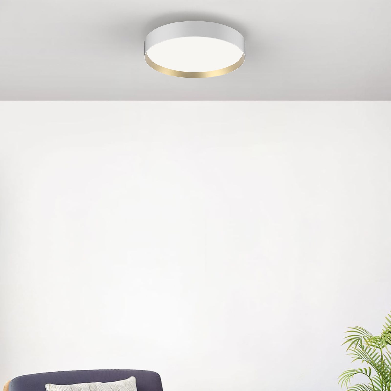 LED taklampe Lucia hvit/gull dimbar Ø45 cm montert