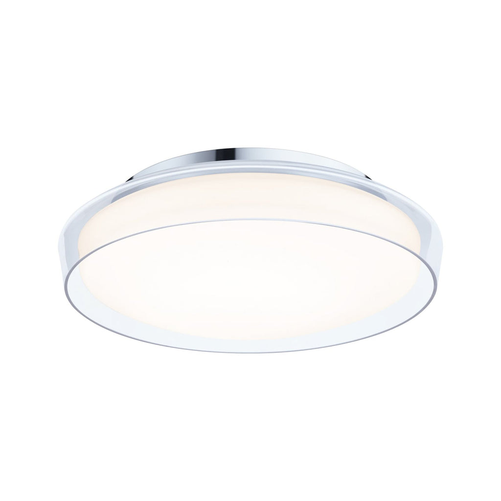 LED taklampe Luena krom glass Ø35 cm varmhvit IP44 forfra