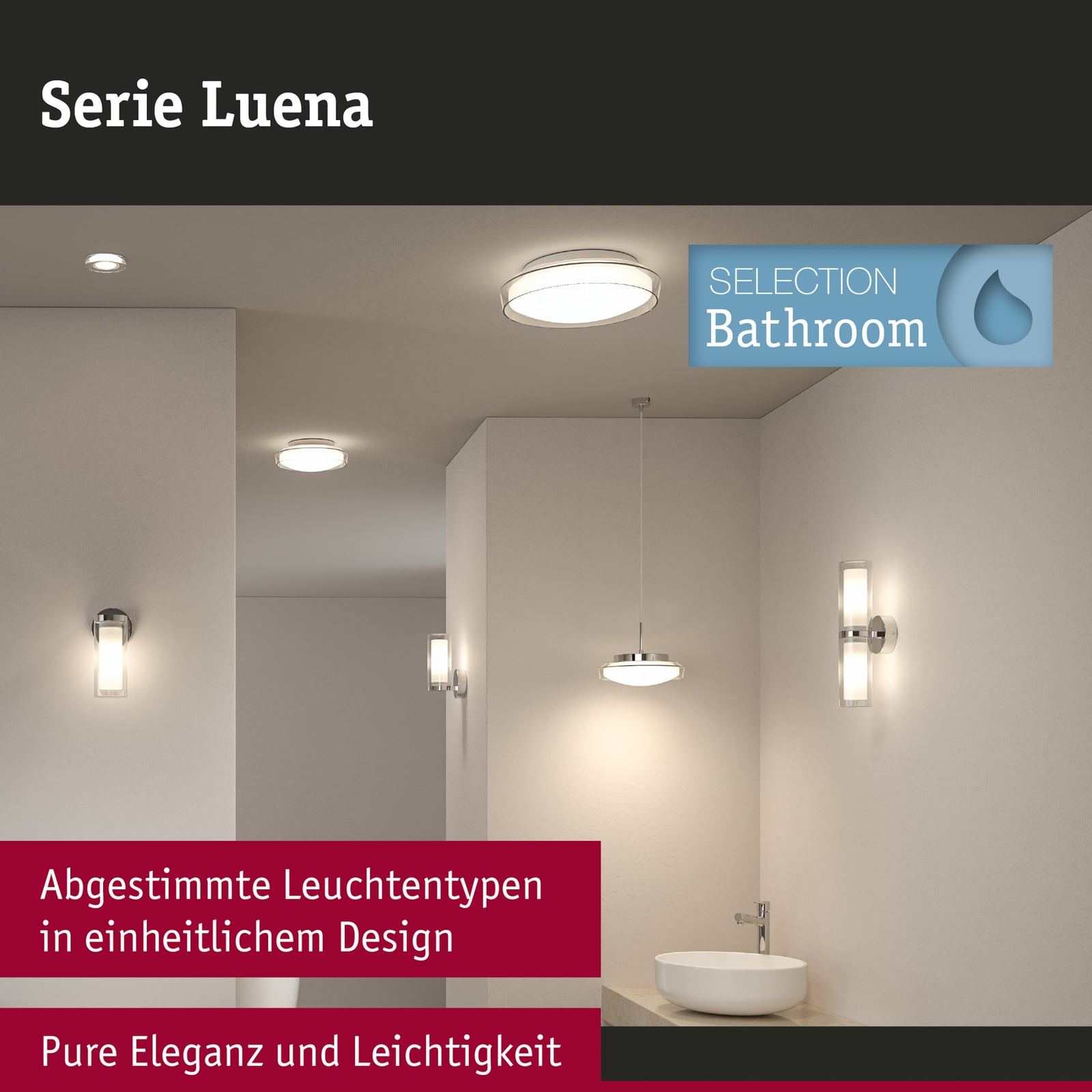 Montert LED taklampe Luena krom glass Ø35 cm varmhvit IP44