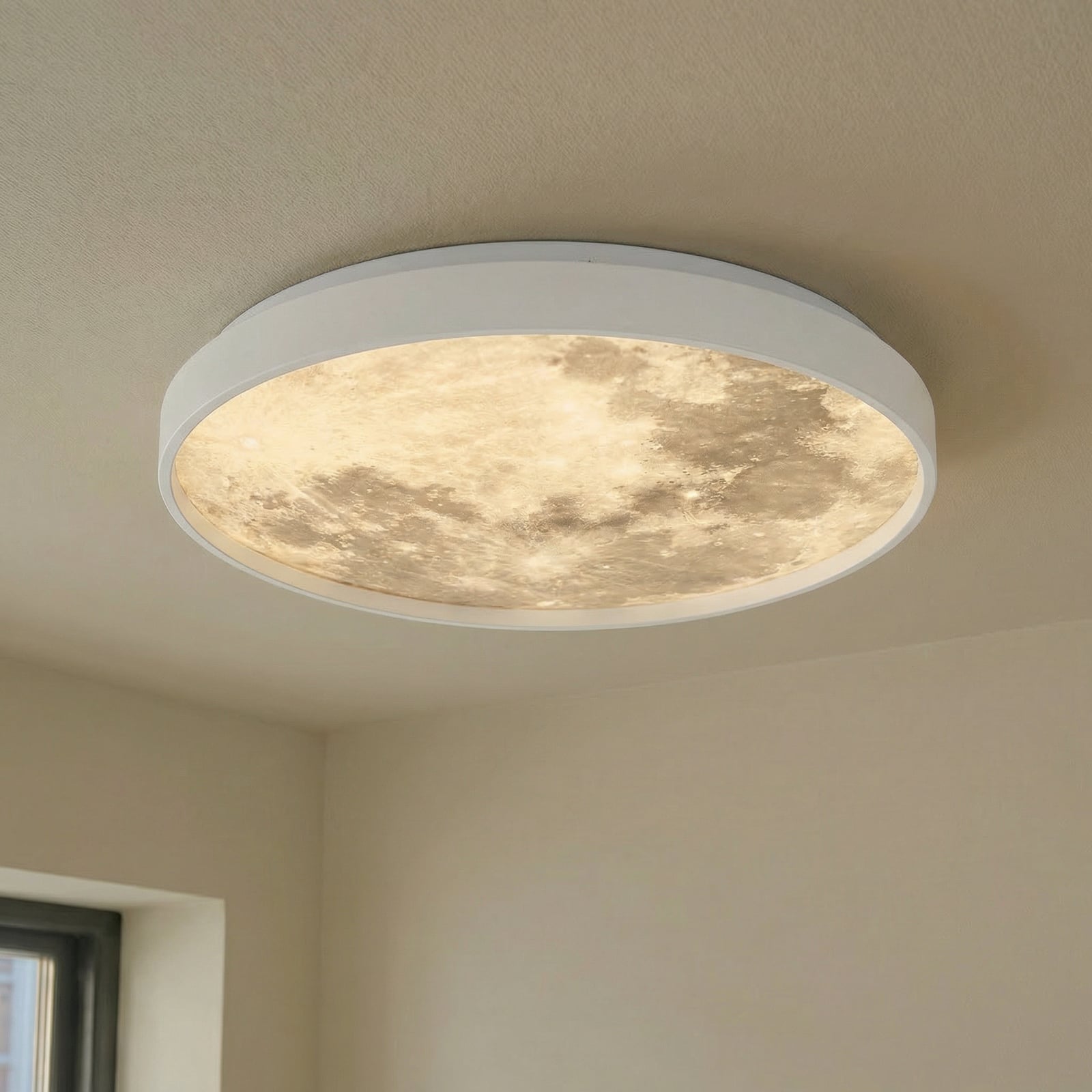 LED taklampe Lune akryl grå Ø38 cm forfra