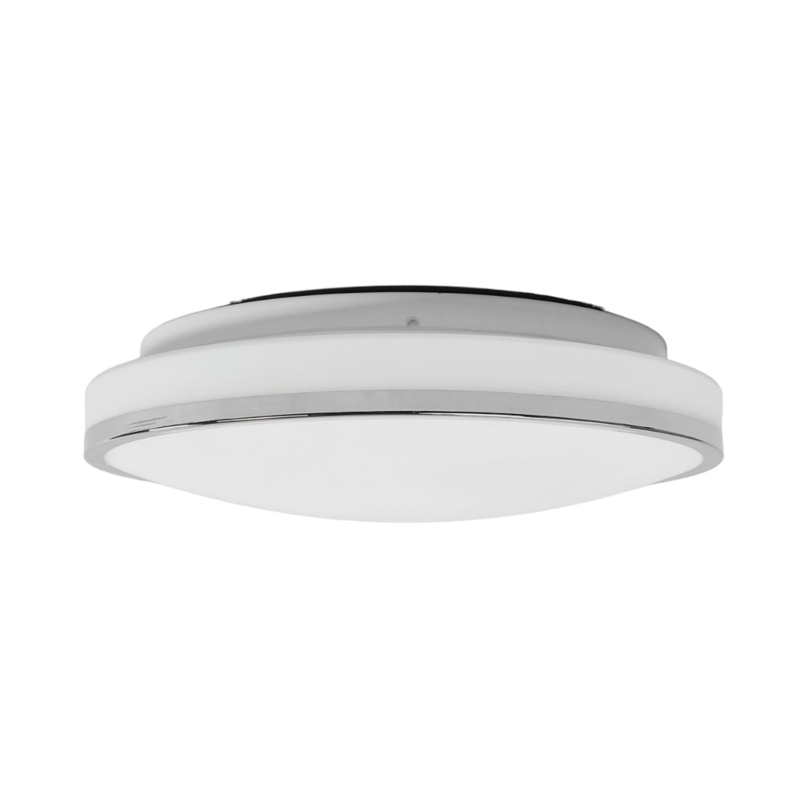 Nærbilde av LED taklampe Lyss glass krom glasskuppel