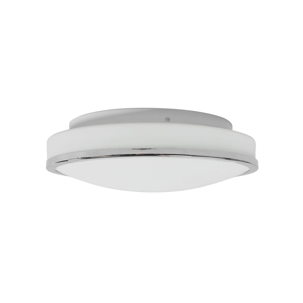 LED-taklampe Lyss krom og glass Ø28 cm IP44 nærbilde av glass