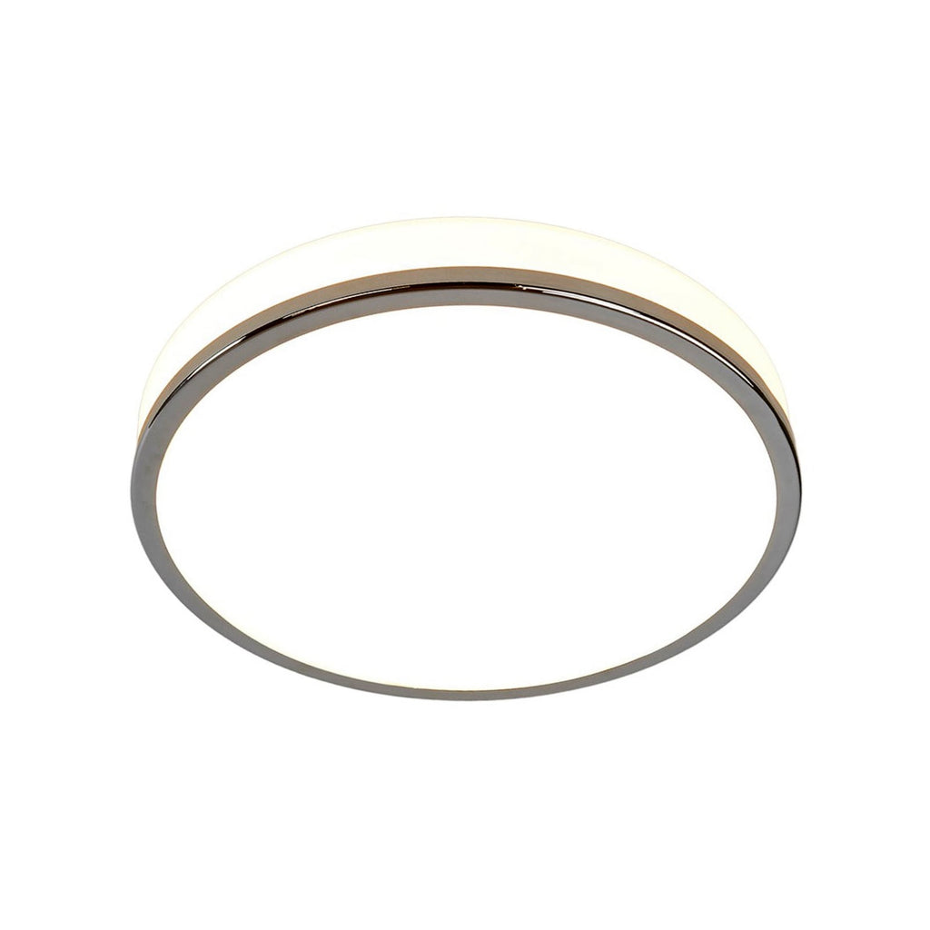 LED-taklampe Lyss krom og glass Ø28 cm IP44 montert i tak