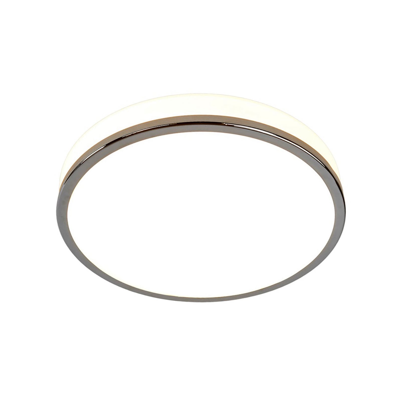 LED-taklampe Lyss krom og glass Ø28 cm IP44 montert i tak