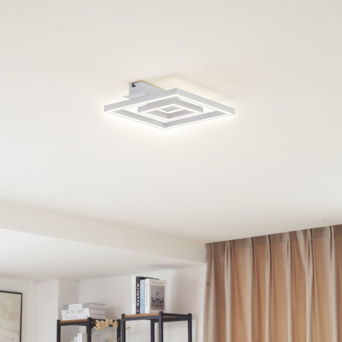 Bakside av LED taklampe Madamo hvit 30x30 cm 21W varmhvit