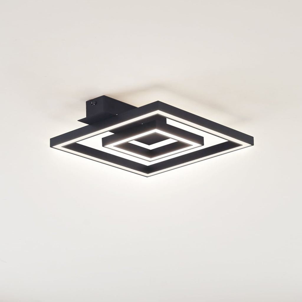 LED taklampe Madamo svart aluminium 30x30 cm forfra
