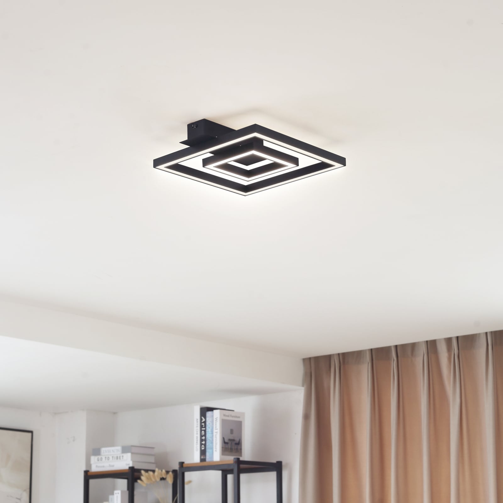 LED taklampe Madamo svart aluminium 30x30 cm bakside