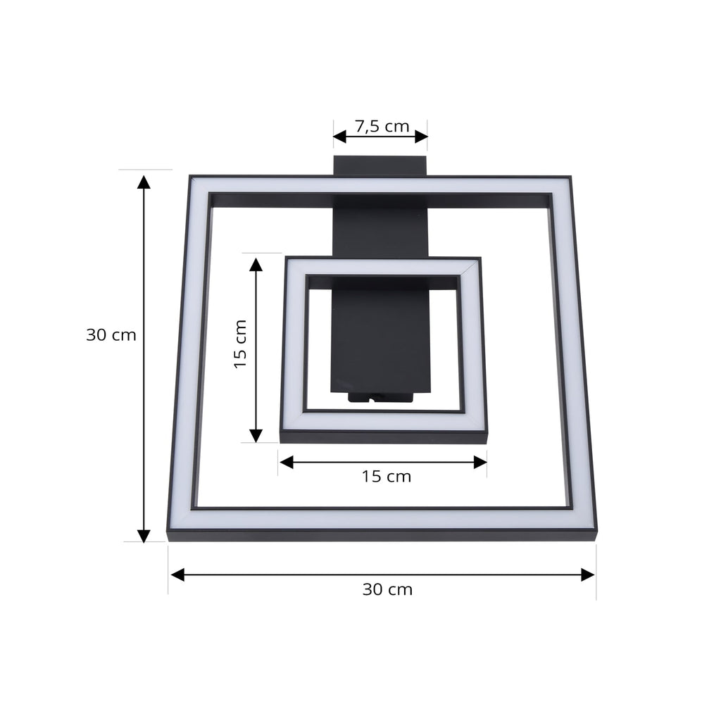 LED taklampe Madamo svart aluminium 30x30 cm nærbilde av materiale