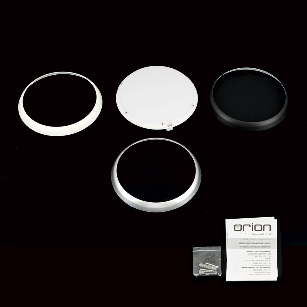 LED taklampe Maggy Ø25 cm hvit CCT IP65 med sølv dekorring