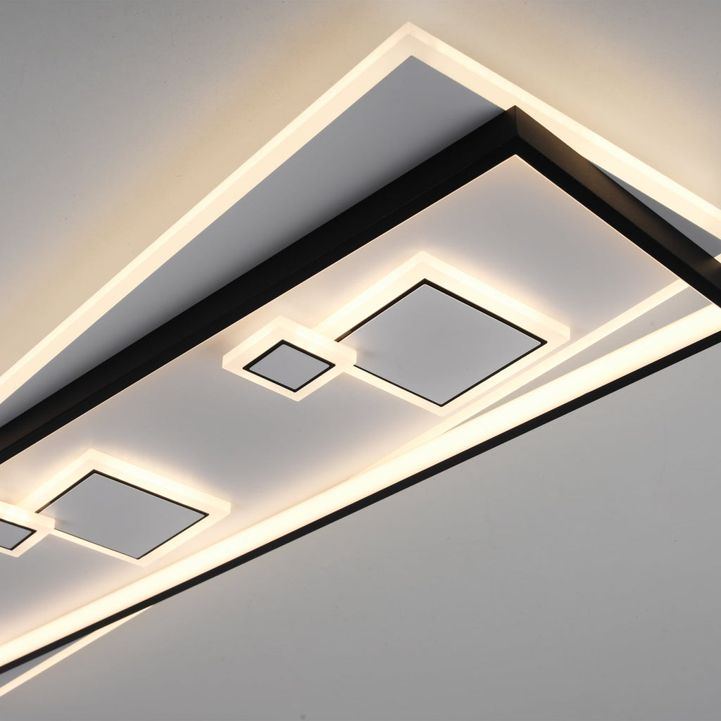 LED taklampe Mailak svart aluminium nærbilde av LED-lys