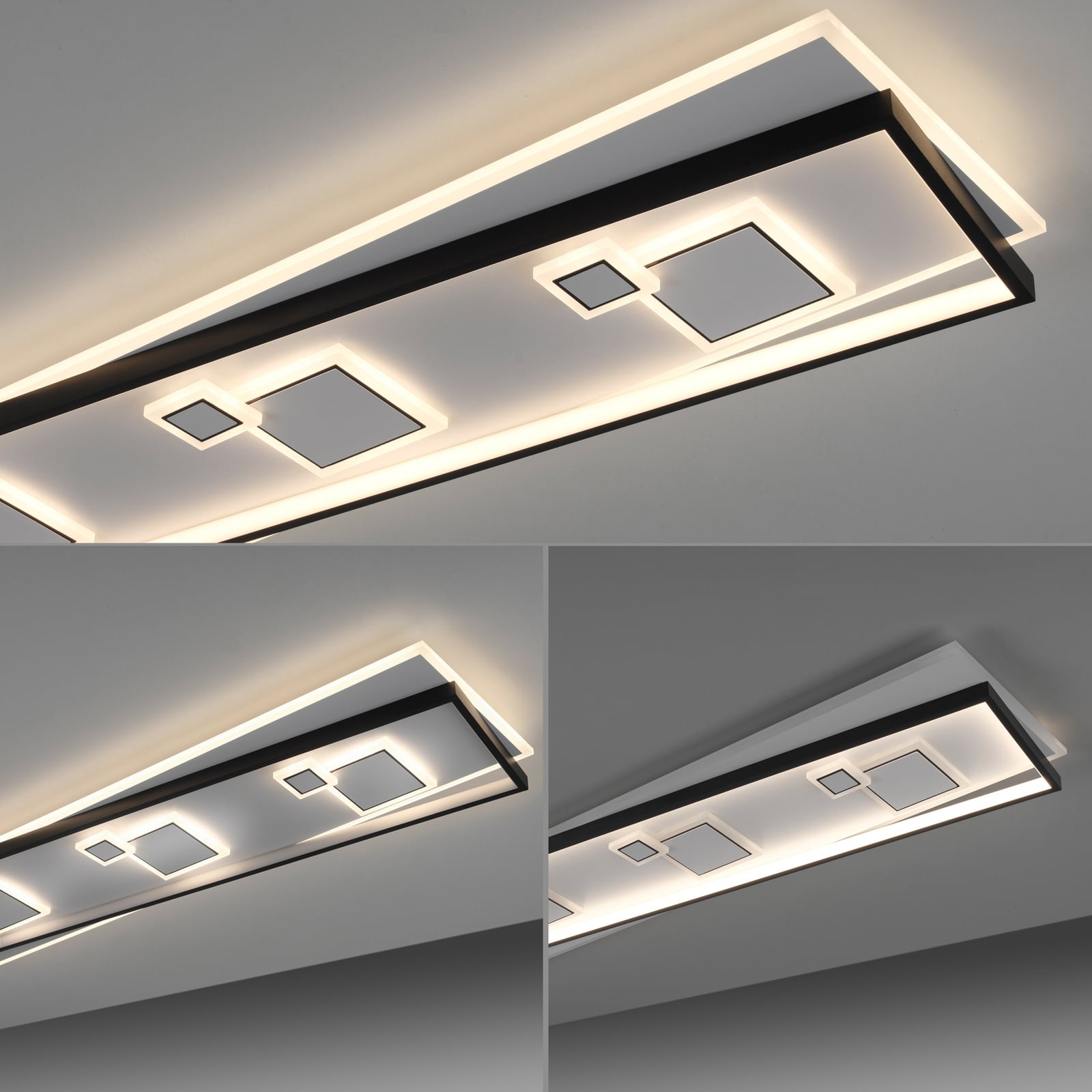 LED taklampe Mailak svart aluminium sideprofil