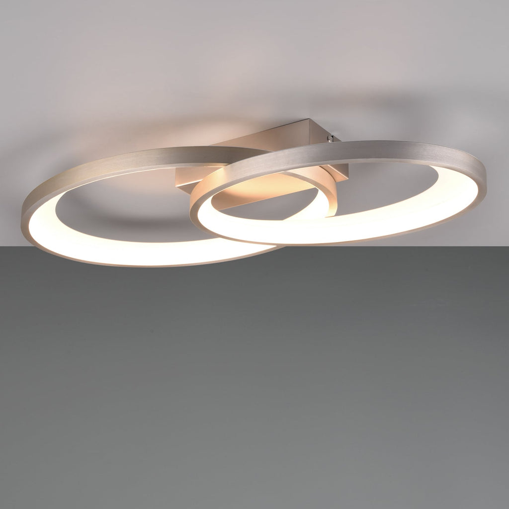 LED taklampe Malaga med 2 ringer matt nikkel - bakside