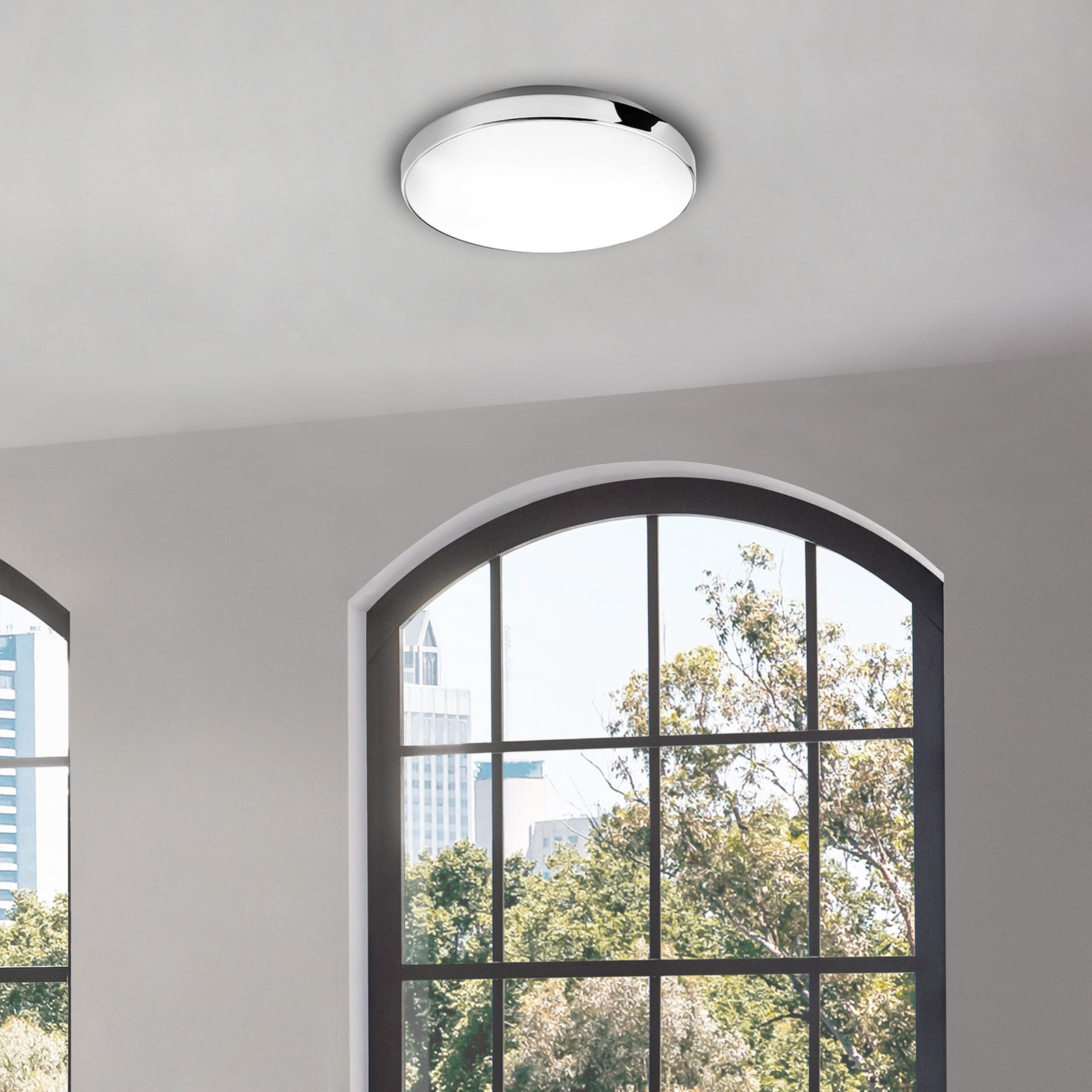 LED taklampe Malbona krom/hvit bakside
