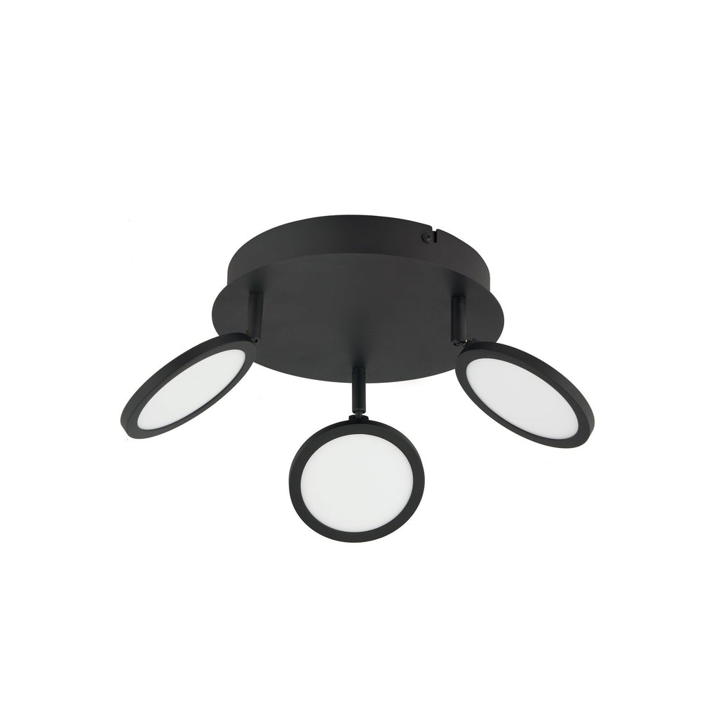 LED taklampe Manel dimbar svart jern Ø22 cm 14W varmhvit detalj av lampe