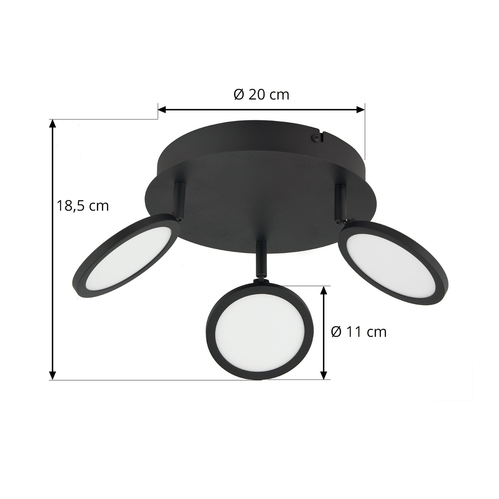 LED taklampe Manel dimbar svart jern Ø22 cm 14W varmhvit montert i rom