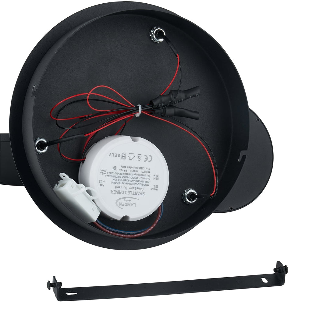 LED taklampe Manel dimbar svart jern Ø22 cm 14W varmhvit detalj av dimmer