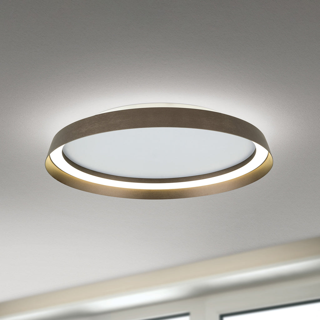 LED taklampe Manta aluminium bronse Ø45 cm forfra