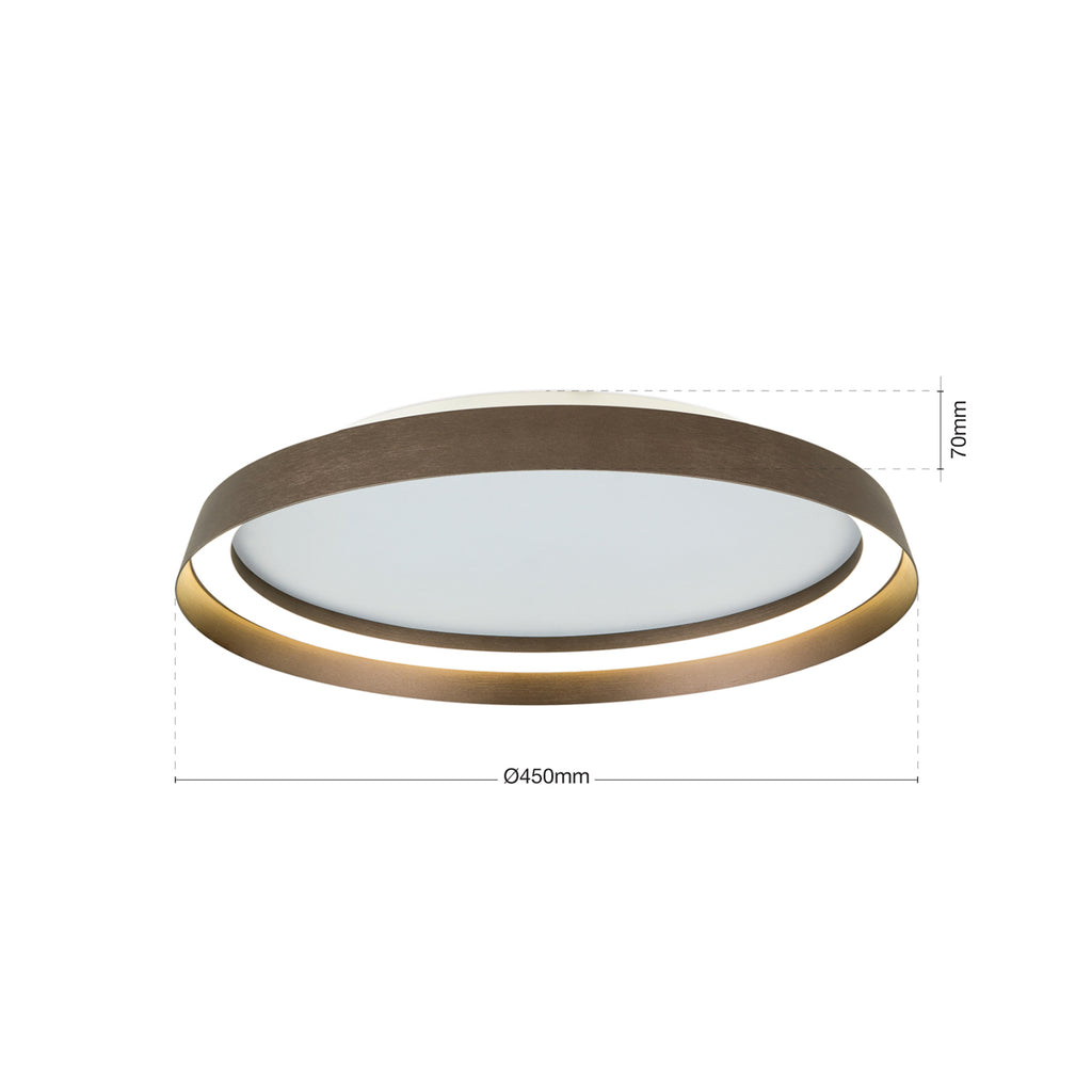 LED taklampe Manta aluminium bronse Ø45 cm nærbilde av lyskilde