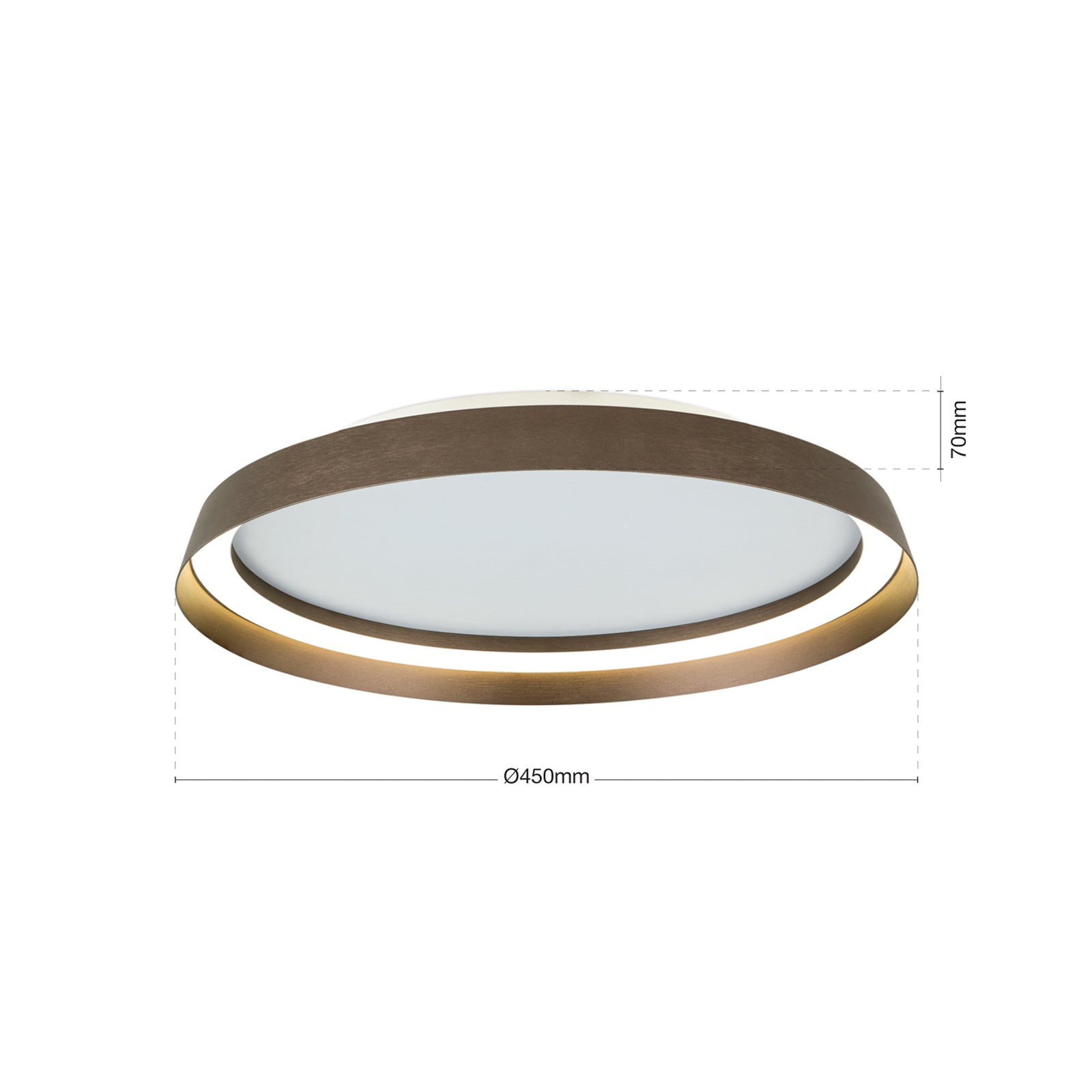 LED taklampe Manta aluminium bronse Ø45 cm nærbilde av lyskilde